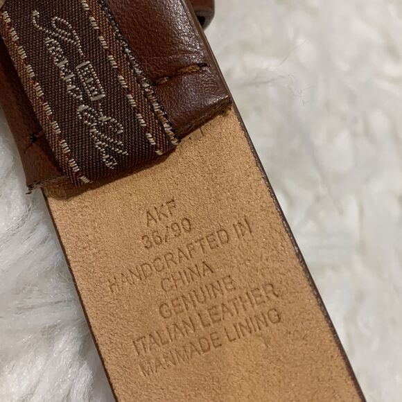 TASSO Elba brown leather belt with silver buckle NWOT men’s sz 36/90 - Picture 4 of 7